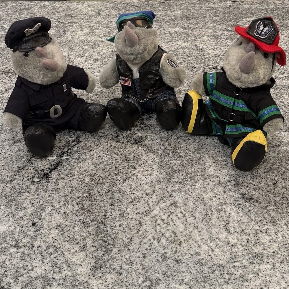 Rhinocort Aqua Pharmaceutical Promo / Advertisement Plush Lot Fire Biker Police